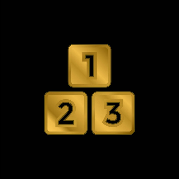 Blocos banhado a ouro ícone metálico ou vetor logotipo - Vetor, Imagem