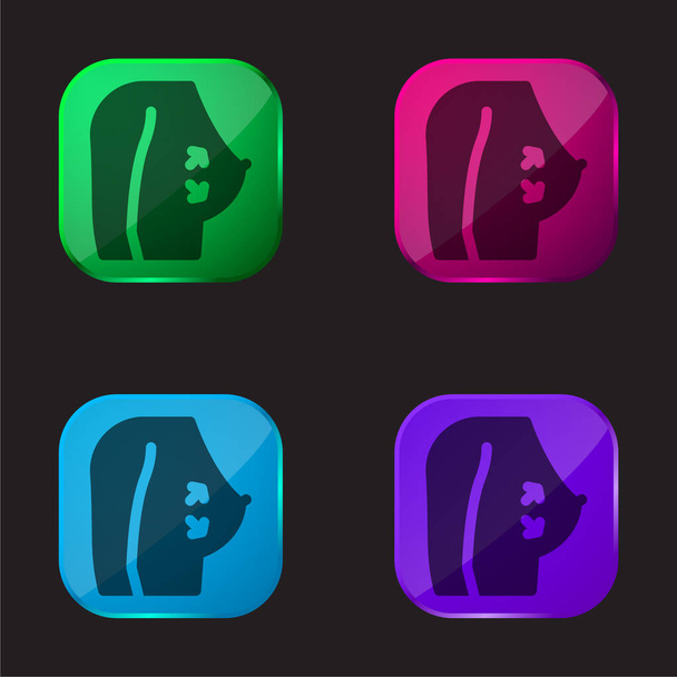 Στήθος τέσσερις εικονίδιο κουμπί γυαλί χρώμα - Διάνυσμα, εικόνα