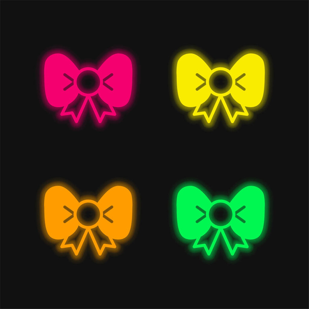 τόξο τέσσερα χρώμα λαμπερό νέον διάνυσμα εικονίδιο - Διάνυσμα, εικόνα