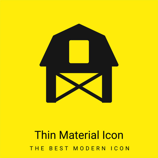 Granero mínimo icono de material amarillo brillante - Vector, Imagen