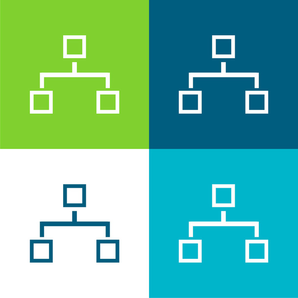 Schemat bloków Grafika Mieszkanie czterech kolorów minimalny zestaw ikon - Wektor, obraz