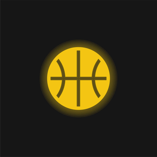 Basketbol sarı parlak neon simgesi - Vektör, Görsel