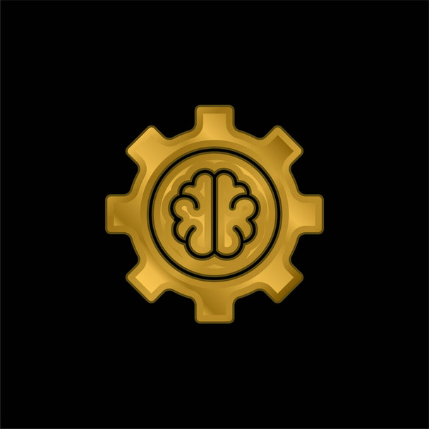 Artificial Intelligence gold plated metalic icon or logo vector - Vector, Image