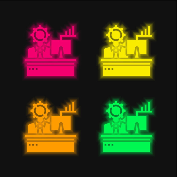 Аналіз чотирьох кольорів, що світяться неоном Векторна піктограма
 - Вектор, зображення