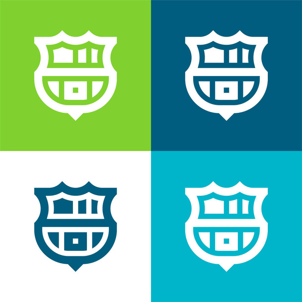 Set di icone minimali a quattro colori Barcelona Flat - Vettoriali, immagini
