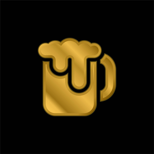 Bira kupası altın kaplama metalik simge veya logo vektörü - Vektör, Görsel
