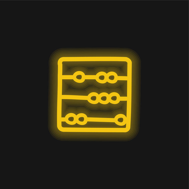 Abacus herramienta dibujada a mano amarillo brillante icono de neón - Vector, imagen