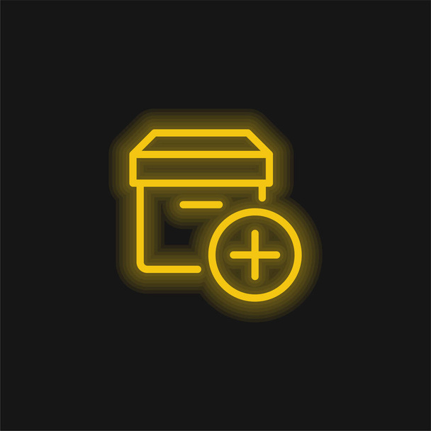 Añadir amarillo brillante icono de neón - Vector, Imagen