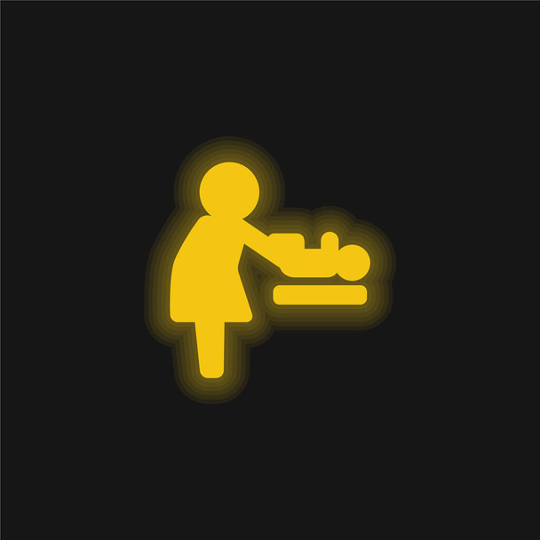 Baby Changer żółty świecący neon ikona - Wektor, obraz