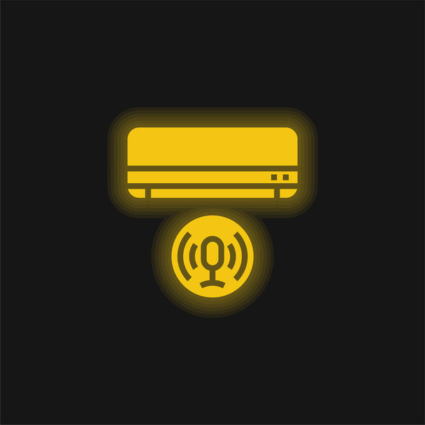 Ar condicionado amarelo brilhante ícone de néon - Vetor, Imagem