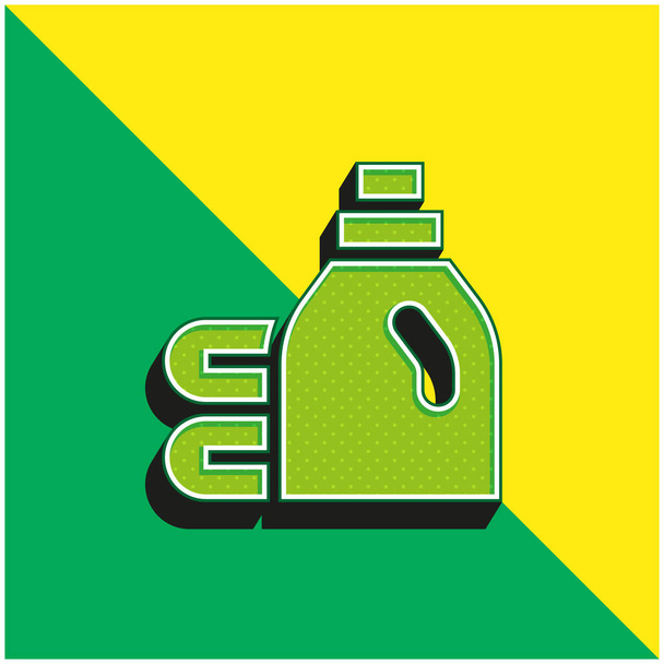 Çamaşır suyu yeşil ve sarı modern 3D vektör simgesi logosu - Vektör, Görsel