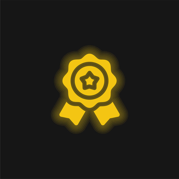 Odznaka żółta świecąca ikona neonu - Wektor, obraz
