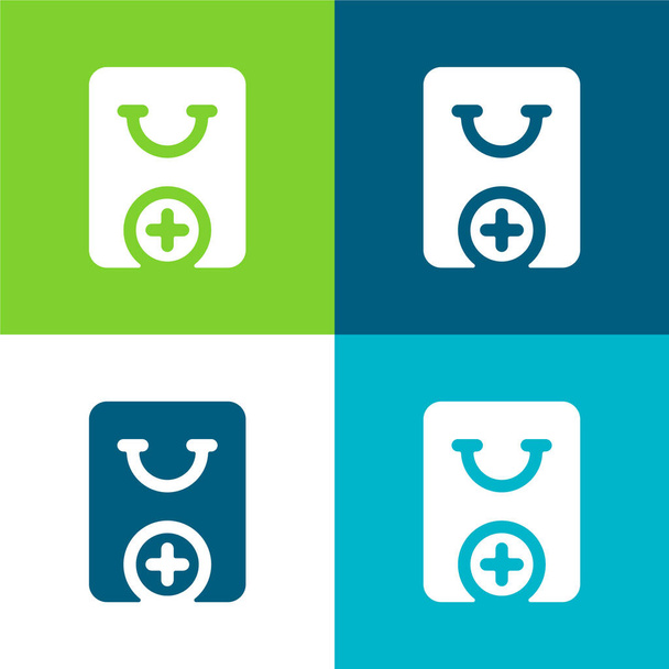 Add To Cart Flat four color minimal icon set - Vector, Image