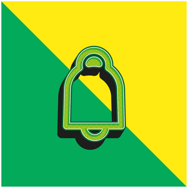 Bell esboço verde e amarelo moderno logotipo vetor 3d ícone - Vetor, Imagem