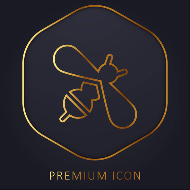Abelha linha dourada logotipo premium ou ícone - Vetor, Imagem