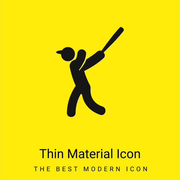 Jogador de beisebol ícone material amarelo brilhante mínimo - Vetor, Imagem