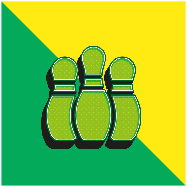 Bowling Pins Grünes und gelbes modernes 3D-Vektorsymbol-Logo - Vektor, Bild