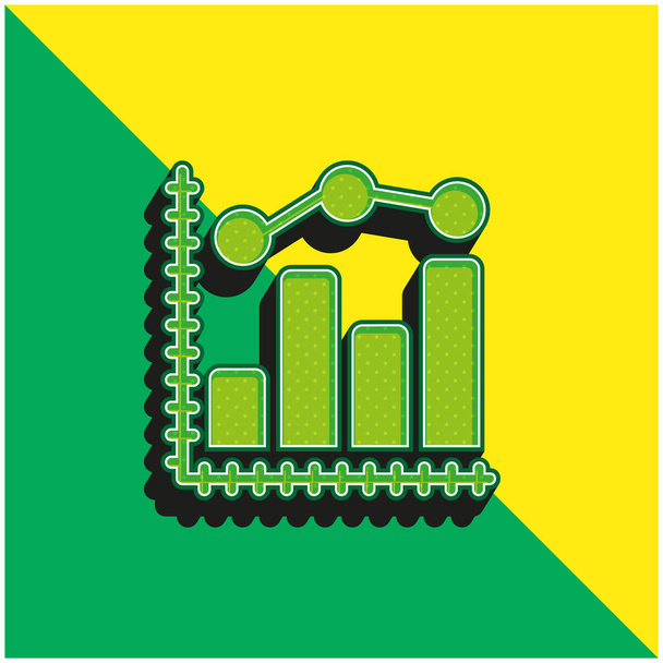 Аналитика Зеленый и желтый современный 3D логотип векторной иконки - Вектор,изображение