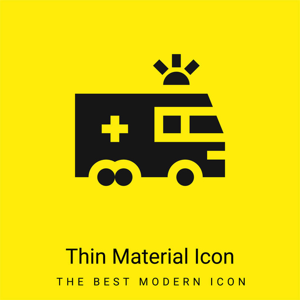 Ambulancia mínima icono de material amarillo brillante - Vector, imagen