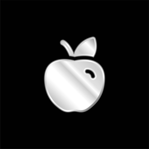 Apple verzilverde metalen icoon - Vector, afbeelding