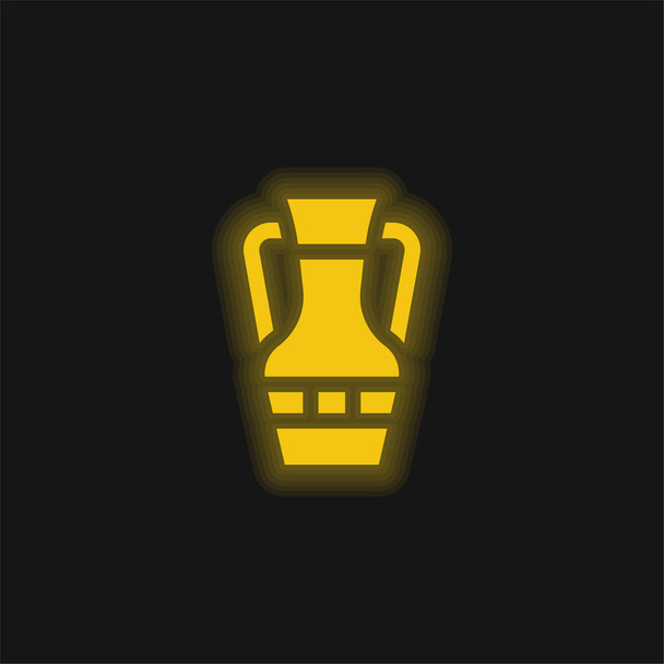 Амфора жёлтая светящаяся неоновая икона - Вектор,изображение
