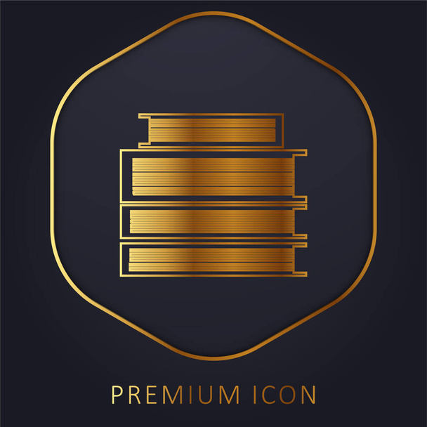 Books Stack golden line premium logo or icon - Vector, Image