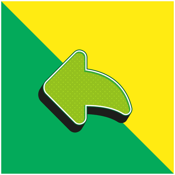 Vissza Nyíl Zöld és sárga modern 3D vektor ikon logó - Vektor, kép