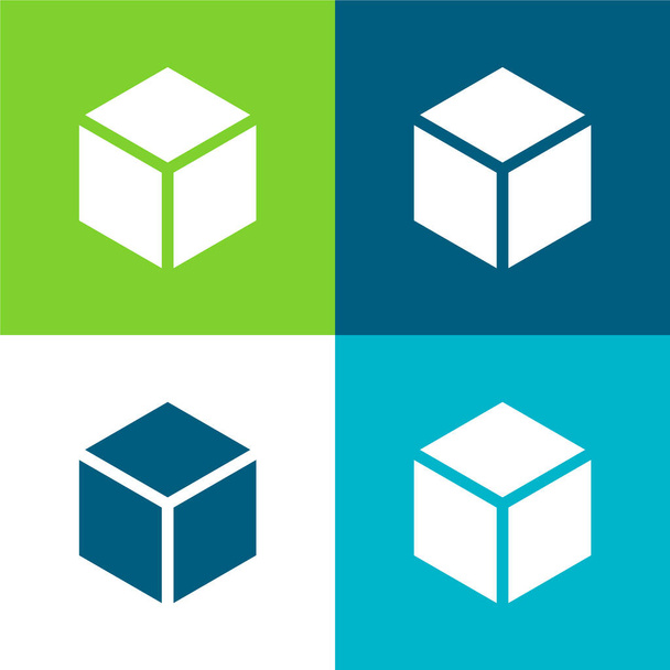 Blokk lakás négy szín minimális ikon készlet - Vektor, kép
