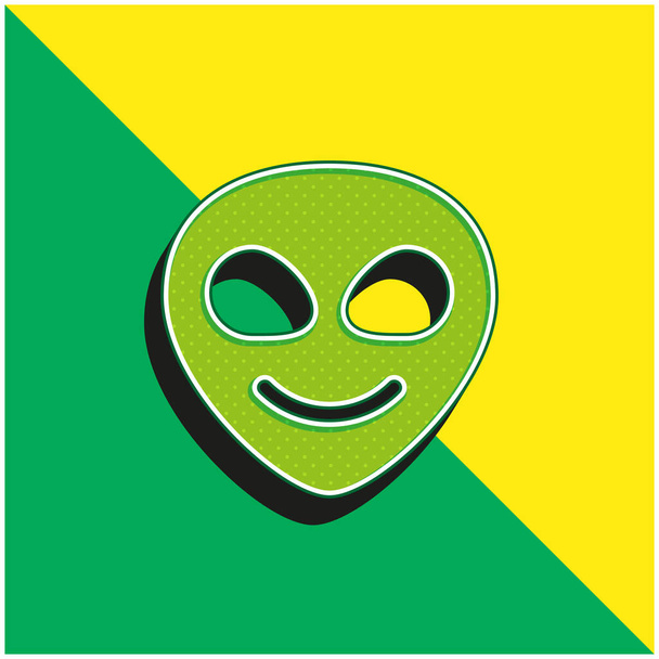 Alien Zöld és sárga modern 3D vektor ikon logó - Vektor, kép