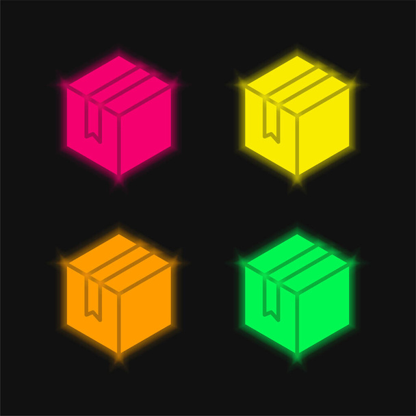 Laatikko neljä väriä hehkuva neon vektori kuvake - Vektori, kuva