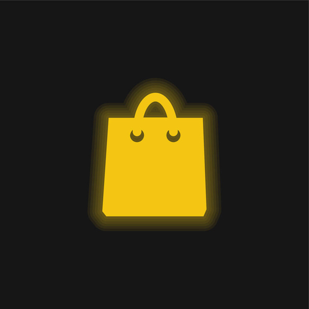 ブラックショッピングバッグツール黄色輝くネオンアイコン - ベクター画像