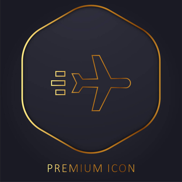 Airplane golden line premium logo or icon - Vector, Image