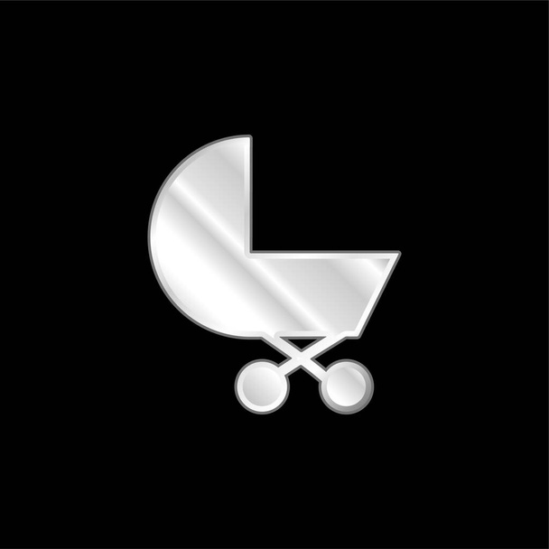 赤ちゃん運送銀メッキ金属アイコン - ベクター画像