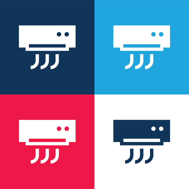 Klimatizace modrá a červená čtyři barvy minimální ikona nastavena - Vektor, obrázek