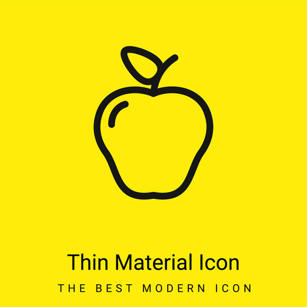 Μήλο με ένα φύλλο ελάχιστο φωτεινό κίτρινο εικονίδιο υλικού - Διάνυσμα, εικόνα
