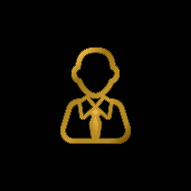 Bald Businessman gold plated metalic icon or logo vector - Vector, Image