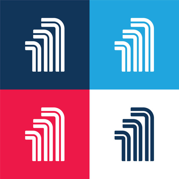Allen azul y rojo conjunto de iconos mínimo de cuatro colores - Vector, Imagen