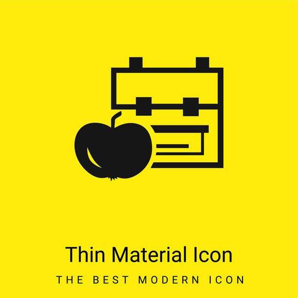 Mochila e Apple mínimo ícone de material amarelo brilhante - Vetor, Imagem