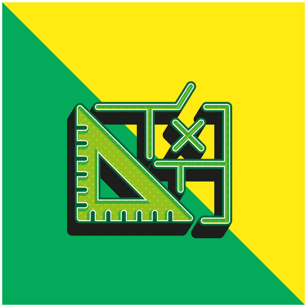 Blueprint Verde e amarelo moderno logotipo vetor 3d ícone - Vetor, Imagem