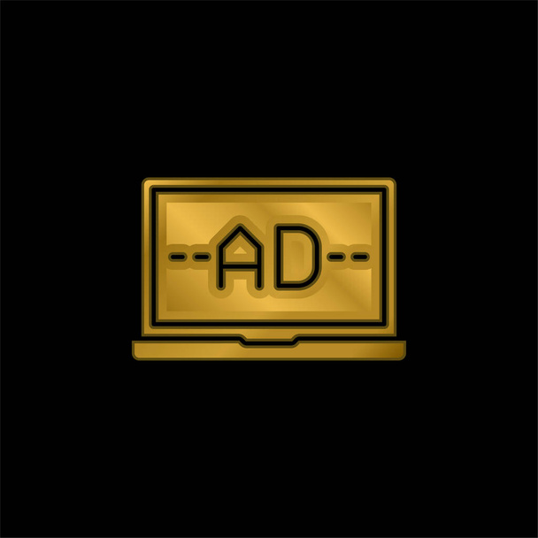 Altın kaplama metalik simge veya logo vektörü reklamı - Vektör, Görsel