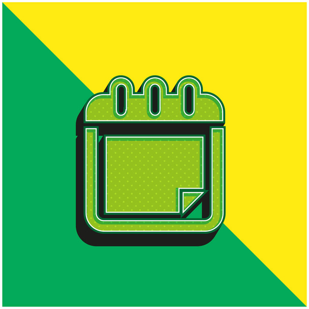 Negro Calendario Página verde y amarillo moderno vector 3d icono logo - Vector, Imagen
