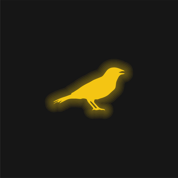 Anis Bird Alakja sárga izzó neon ikon - Vektor, kép