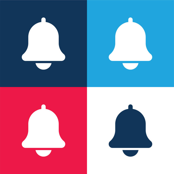 Bell niebieski i czerwony zestaw czterech kolorów minimalny zestaw ikon - Wektor, obraz