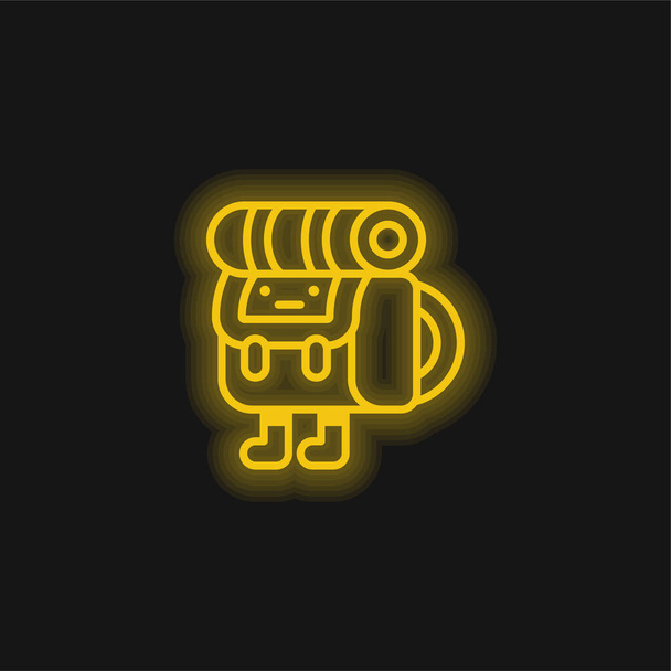Sırt çantası sarı parlak neon simgesi - Vektör, Görsel