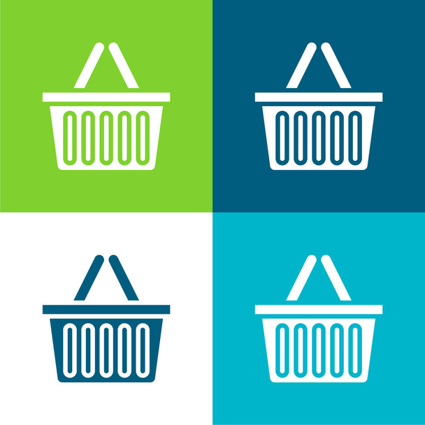 Basket Flat four color minimal icon set - Vector, Image