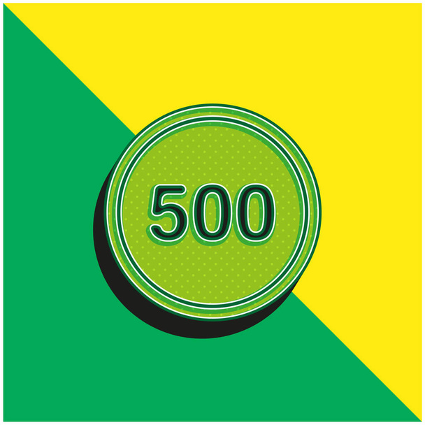 500 em um círculo preto com um contorno verde e amarelo moderno logotipo do ícone do vetor 3d - Vetor, Imagem
