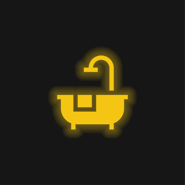 Salle de bain jaune brillant icône néon - Vecteur, image