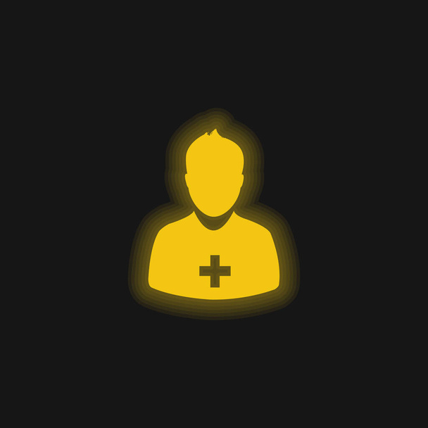 Dodaj żółtą świecącą neonową ikonę użytkownika - Wektor, obraz