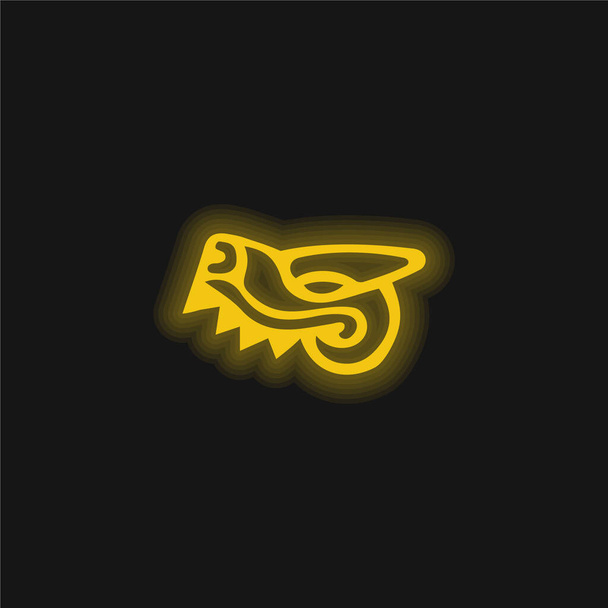 Símbolo de cabeça de animal do México Culturas antigas ícone de néon brilhante amarelo - Vetor, Imagem