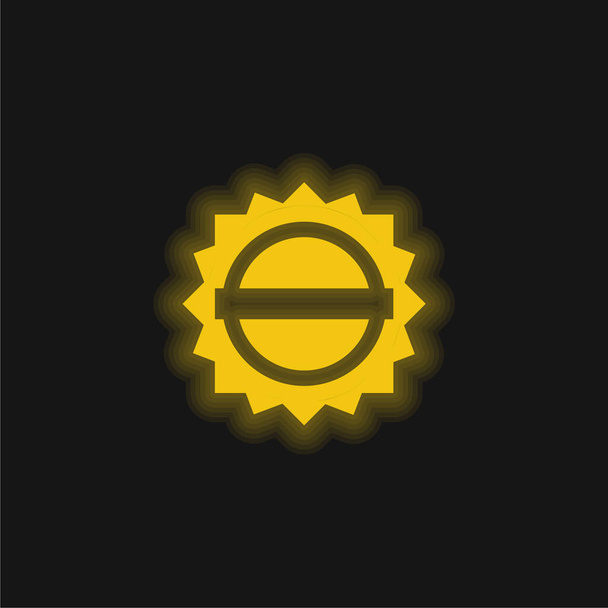 Чорна кругла етикетка з жовтим прапором, що світиться неоновою іконою
 - Вектор, зображення
